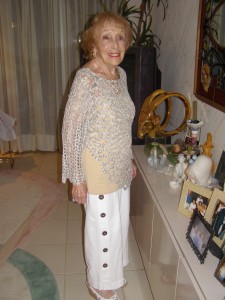 Mom at 95, rocking those red lips and looking her elegant self